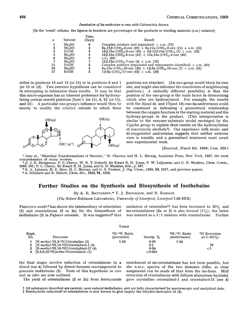 Further studies on the synthesis and biosynthesis of isothebaine