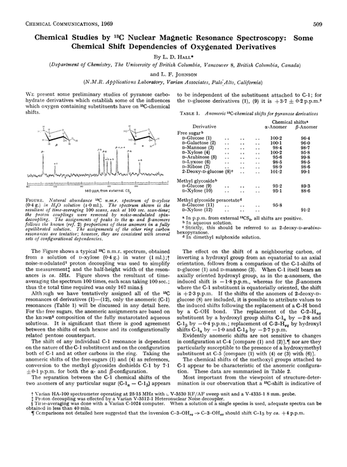 Chemical studies by 13C nuclear magnetic resonance spectroscopy: some chemical shift dependencies of oxygenated derivatives