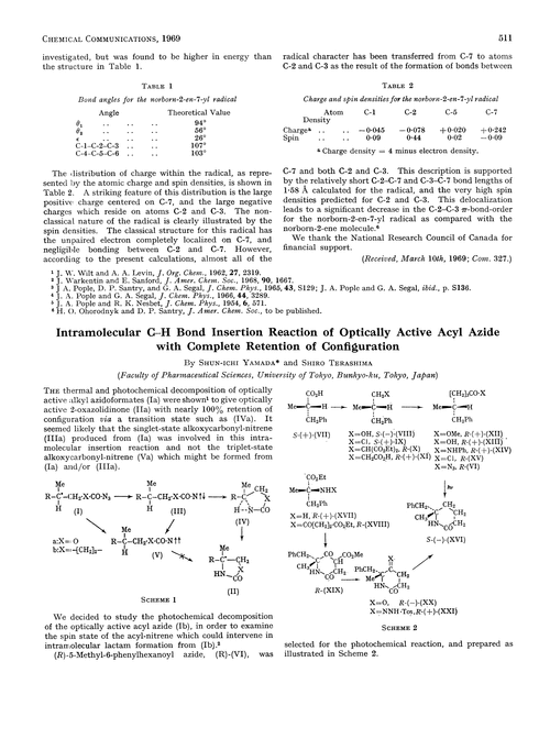 Intramolecular C–H bond insertion reaction of optically active acyl azide with complete retention of configuration