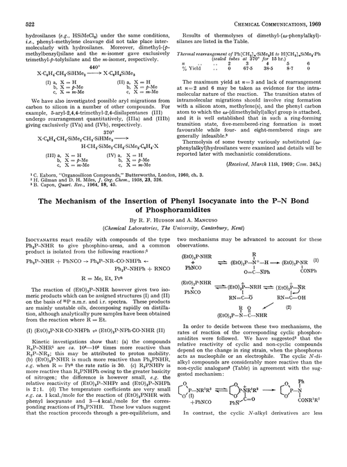 The mechanism of the insertion of phenyl isocyanate into the P–N bond of phosphoramidites