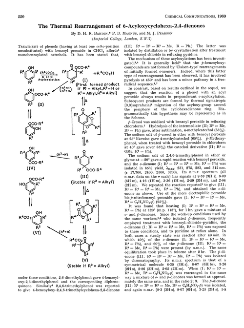 The thermal rearrangement of 6-acyloxycyclohexa-2,4-dienones
