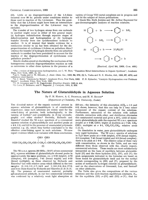 The nature of glutaraldehyde in aqueous solution