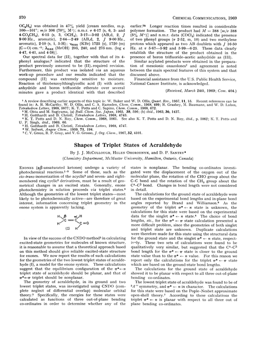 Shapes of triplet states of acraldehyde