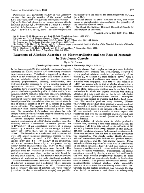 Reactions of alcohols adsorbed on montmorillonite and the role of minerals in petroleum genesis