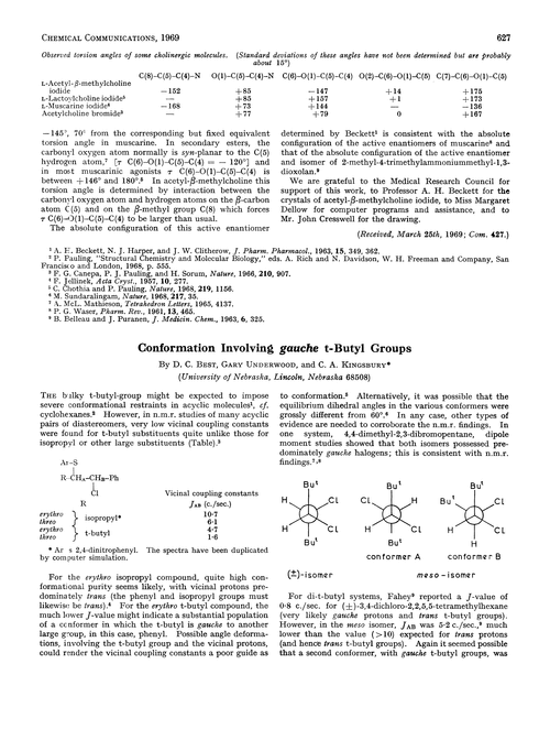 Conformation involving Gauche t-butyl groups