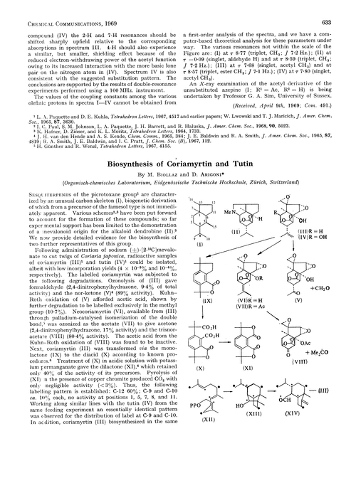 Biosynthesis of coriamyrtin and tutin