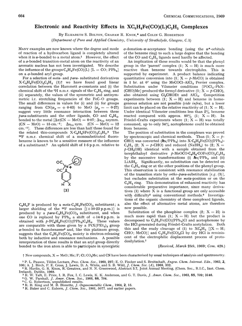 Electronic and reactivity effects in XC6H4Fe(CO)(L)C5H5 complexes