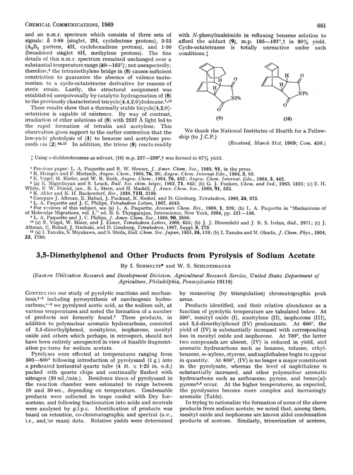 3,5-Dimethylphenol and other products from pyrolysis of sodium acetate