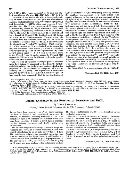 Ligand exchange in the reaction of ferrocene and RuCl3