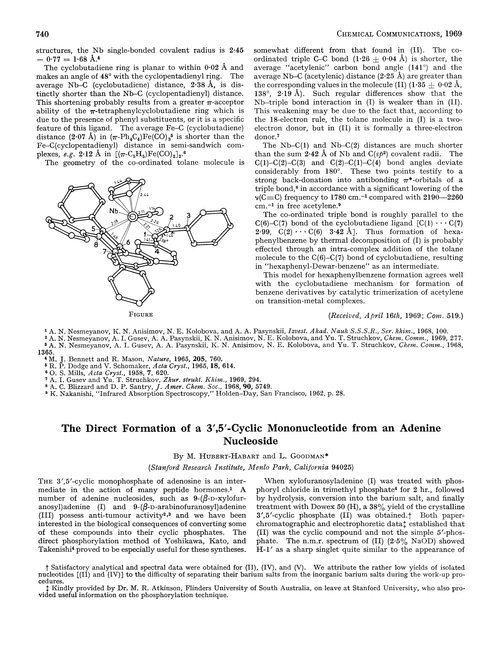 The direct formation of a 3′,5′-cyclic mononucleotide from an adenine nucleoside