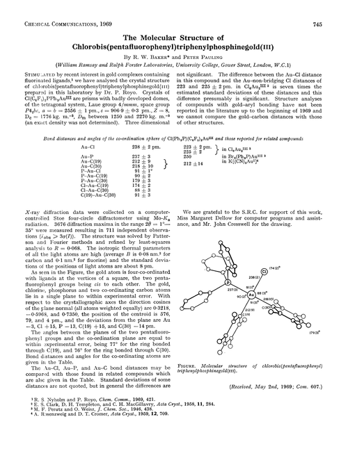 The molecular structure of chlorobis(pentafluorophenyl)triphenylphosphinegold(III)