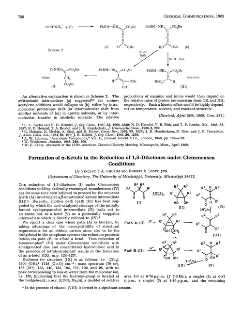 Formation of α-ketols in the reduction of 1,3-diketones under clemmensen conditions