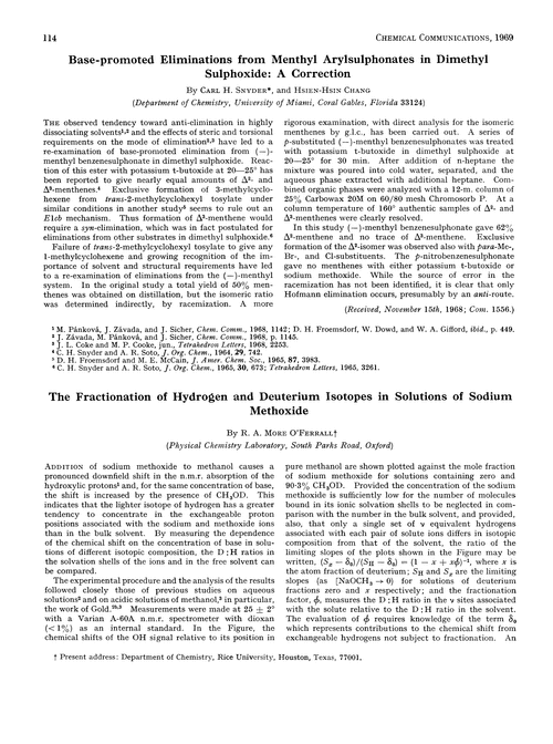 Base-promoted eliminations from menthyl arylsulphonates in dimethyl sulphoxide: a correction