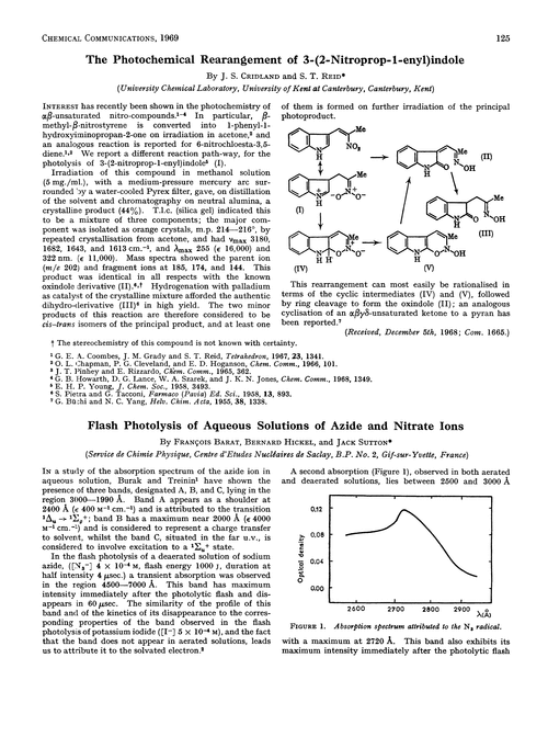 Flash photolysis of aqueous solutions of azide and nitrate ions