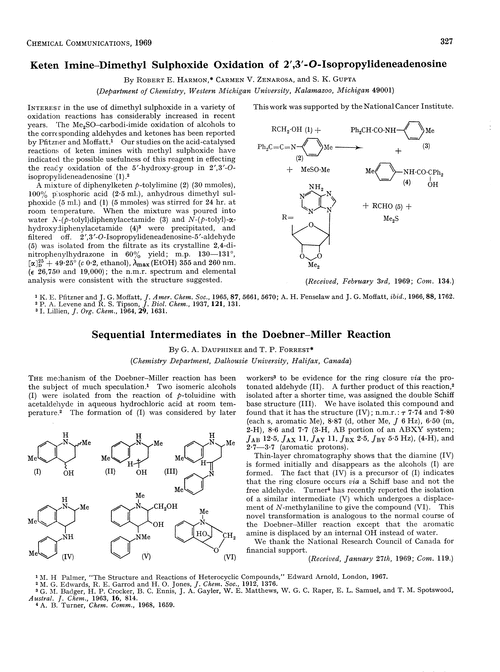 Keten imine–dimethyl sulphoxide oxidation of 2′,3′-O-isopropylideneadenosine