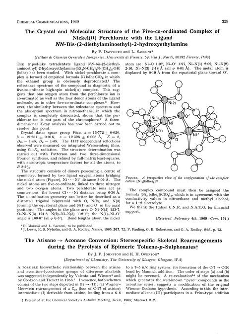 The crystal and molecular structure of the five-co-ordinated complex of nickel(II) perchlorate with the ligand NN-bis-(2-diethylaminoethyl)-2-hydroxyethylamine