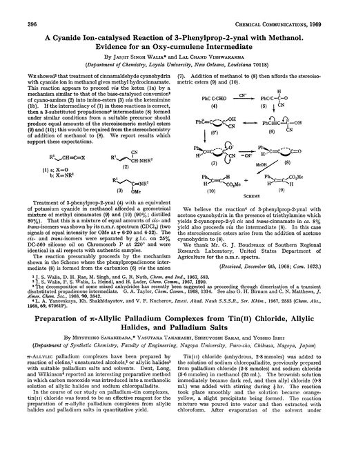 Preparation of π-allylic palladium complexes from tin(II) chloride, allylic halides, and palladium salts