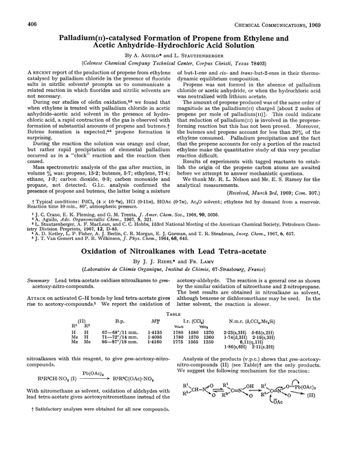 Palladium (II)-catalysed formation of propene from ethylene and acetic anhydride–hydrochloric acid solution