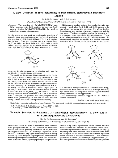 Triazole scission in 5-amino-1,2,3-triazolo[1,5-a]quinazolines. A new route to 4-aminoquinazoline derivatives