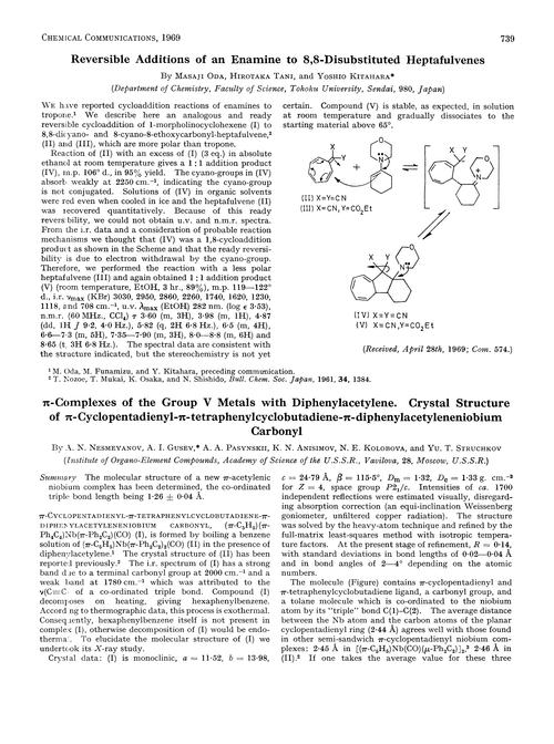 Reversible additions of an enamine to 8,8-disubstituted heptafulvenes