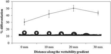 Graphical abstract: Non-monotonic cell differentiation pattern on extreme wettability gradients