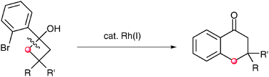 Graphical abstract: Synthesis of 3,3-disubstituted α-tetralones by rhodium-catalysed reaction of 1-(2-haloaryl)cyclobutanols