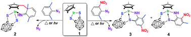 Graphical abstract: Unusual group migration and C(sp3)–H activation leading to stable metallacycles in the reactions of Cp*IrS2C2B10H10 and aryl azides