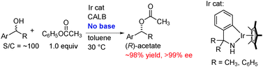 Graphical abstract: Efficient dynamic kinetic resolution of racemic secondary alcohols by a chemoenzymatic system using bifunctional iridium complexes with C–N chelate amido ligands