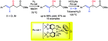 Graphical abstract: Ru-catalyzed highly chemo- and enantioselective hydrogenation of γ-halo-γ,δ-unsaturated-β-keto esters under neutral conditions