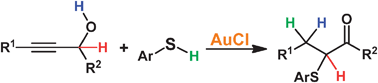 Graphical abstract: A gold(i)-catalyzed route to α-sulfenylated carbonyl compounds from propargylic alcohols and aryl thiols