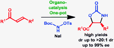 Graphical abstract: Formal asymmetric enone aminohydroxylation: organocatalytic one-pot synthesis of 4,5-disubstituted oxazolidinones