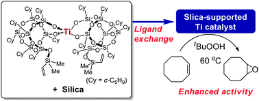 Graphical abstract: Facile preparation of silica-supported Ti catalysts effective for the epoxidation of cyclooctene using Ti-bridged silsesquioxanes