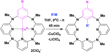 Graphical abstract: Caryl–Calkyl bond formation from Cu(ClO4)2-mediated oxidative cross coupling reaction between arenes and alkyllithium reagents through structurally well-defined Ar–Cu(iii) intermediates