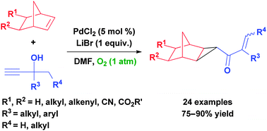 Graphical abstract: A regio- and diastereoselective palladium-catalyzed cyclopropanation of norbornene derivatives with molecular oxygen as the sole oxidant