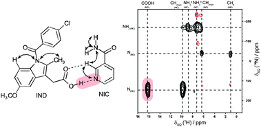 Graphical abstract: Identifying the intermolecular hydrogen-bonding supramolecular synthons in an indomethacin–nicotinamide cocrystal by solid-state NMR