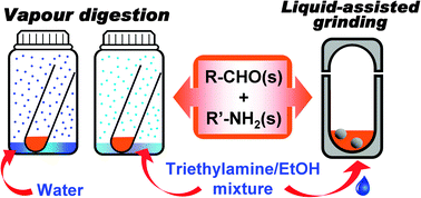 Graphical abstract: Effect of atmosphere on solid-state amine–aldehyde condensations: gas-phase catalysts for solid-state transformations