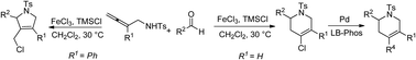 Graphical abstract: FeCl3-catalyzed cyclization of α-sulfonamido-allenes with aldehydes—the substituent effect
