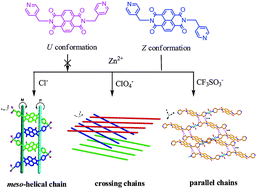 Graphical abstract: Anion effect on the structural diversity of three 1D coordination polymers based on a pyridyl diimide ligand