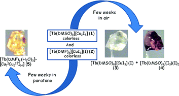 Graphical abstract: Solid-state structural transformations in metal organic-inorganic hybrids constructed from terbium(iii) complexes and iodocuprate clusters