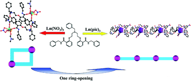 Graphical abstract: Anions make the difference: conversion from zero- to one-dimensional structures and luminescent properties of lanthanide-based complexes