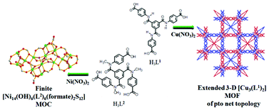 Graphical abstract: Conformational control of ligands to create a finite metal–organic cluster and an extended metal–organic framework