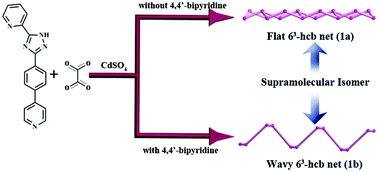 Graphical abstract: Supramolecular isomeric flat and wavy honeycomb networks: additive agent effect on the ligand linkages