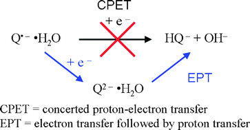 Graphical abstract: Reinvestigation of a former concerted proton-electron transfer (CPET), the reduction of a hydrogen-bonded complex between a proton donor and the anion radical of 3,5-di-tert-butyl-1,2-benzoquinone