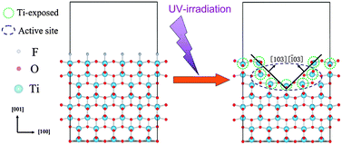 Graphical abstract: Reconstruction of the (001) surface of TiO2 nanosheets induced by the fluorine-surfactant removal process under UV-irradiation for dye-sensitized solar cells
