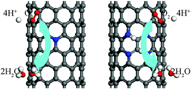 Graphical abstract: Potential dependent and structural selectivity of the oxygen reduction reaction on nitrogen-doped carbon nanotubes: a density functional theory study