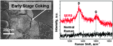 Graphical abstract: Application of surface enhanced Raman spectroscopy to the study of SOFC electrode surfaces