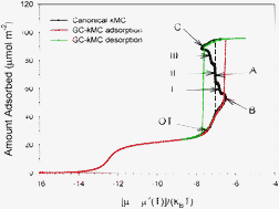 Graphical abstract: Simulation of gas adsorption on a surface and in slit pores with grand canonical and canonical kinetic Monte Carlo methods