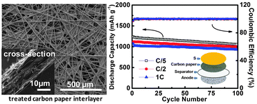 Graphical abstract: Improved lithium–sulfur cells with a treated carbon paper interlayer