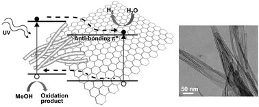 Graphical abstract: Photocatalytic H2 production of composite one-dimensional TiO2 nanostructures of different morphological structures and crystal phases with graphene