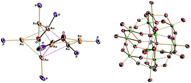 Graphical abstract: Novel intercluster compound between a heptakis{triphenylphosphinegold(i)}dioxonium cation and an α-Keggin polyoxometalate anion